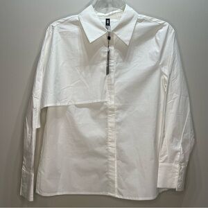 STYLEWE white Button Down With Wing Cap Right Sleeve Size M 100% Cotton